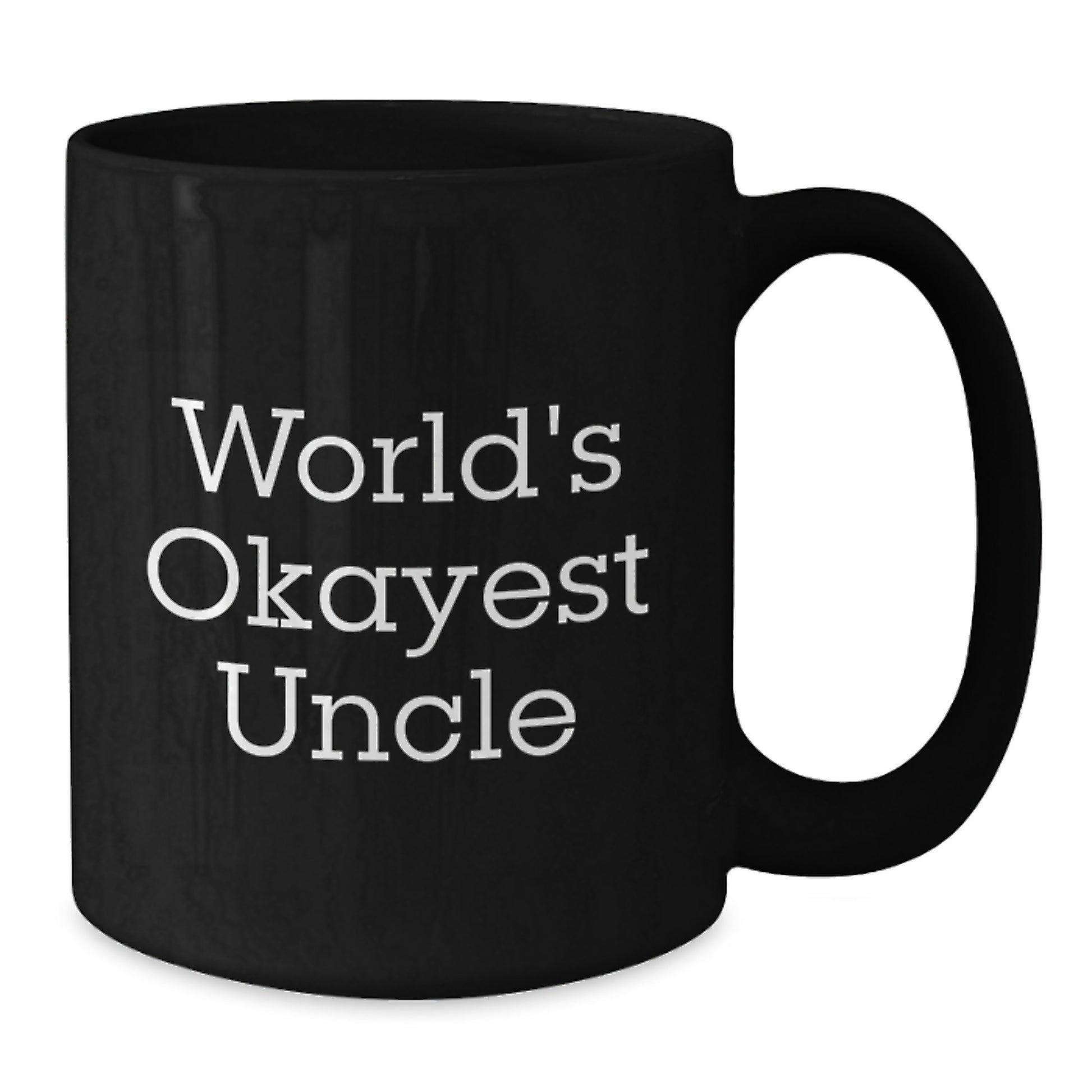 Funny Gifts for Uncle from Family - 'World's Okayest Uncle' Black Coffee Mugs, Unique Christmas Memorable Presents for Men, Women, Friends, or Coworkers - Additional