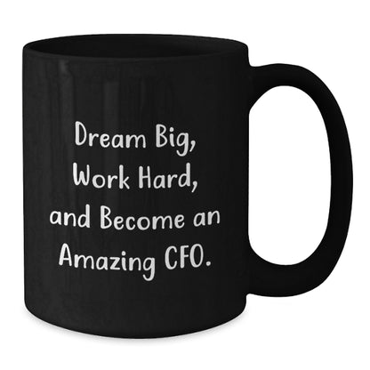 Funny CFO Gifts for Men Black Coffee Mug - 'Dream Big, Work Hard' Inspirational Christmas Unique Gifts from Friends - Additional