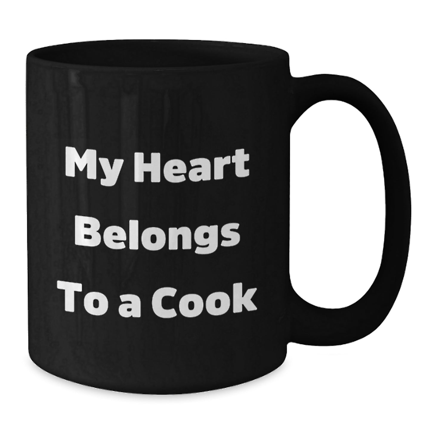Funny Cook Gifts from Friends for Graduation - My Heart Belongs To A Cook, Black Coffee Mug, Unique Celebration - Additional
