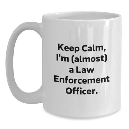 Funny Law Enforcement Officer Gifts, White Coffee Mug, Unique Christmas Memorable Presents for Men, Women, Family Friends Coworkers - Main