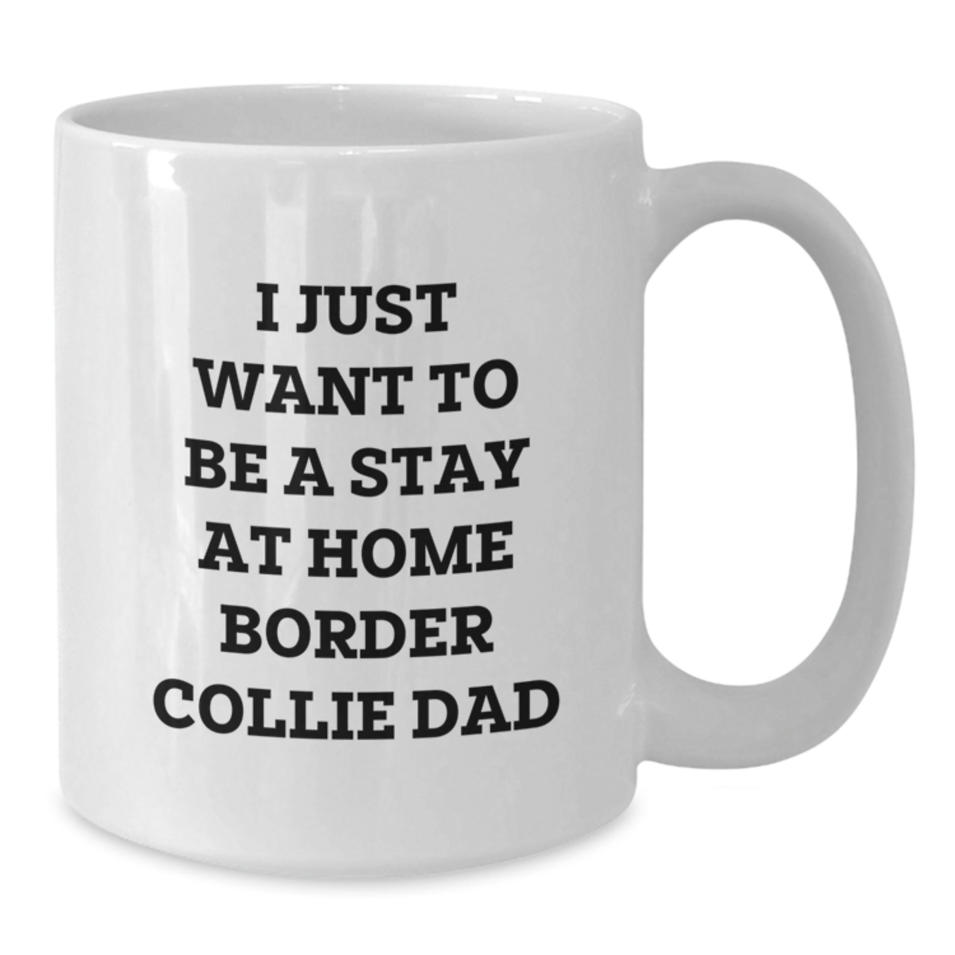Funny Border Collie Dog Gifts for Men from Border Collie Dad, White Coffee Mug for Graduation, 'I Just Want To Be A Stay At Home Border Collie Dad' - Additional