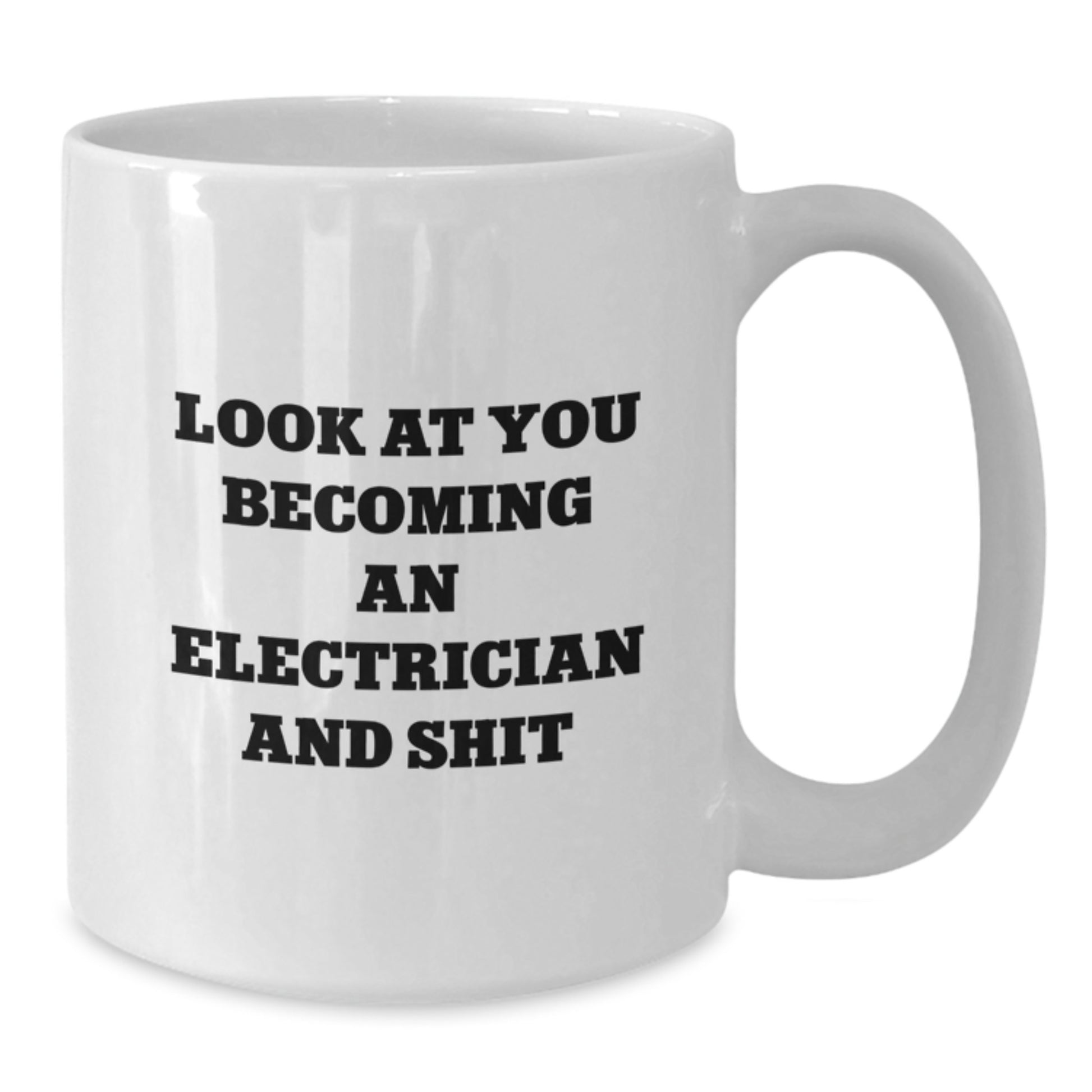 Funny Electrician Gifts from Friends, Inspirational Coffee Mug for Men, White Mug for Electrical Engineers, Look At You Becoming An Electrician And Shit Christmas Unique Gifts - Additional