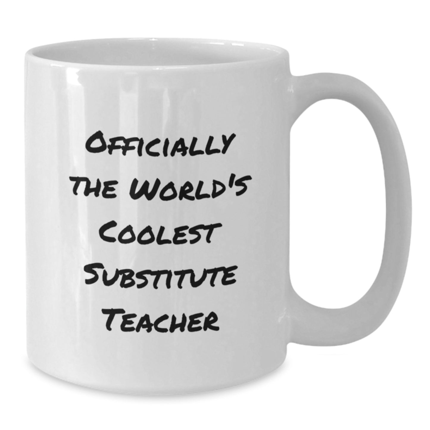 Funny Substitute Teacher Gifts for Men, White Coffee Mug - Officially The World's Coolest Substitute Teacher - Additional