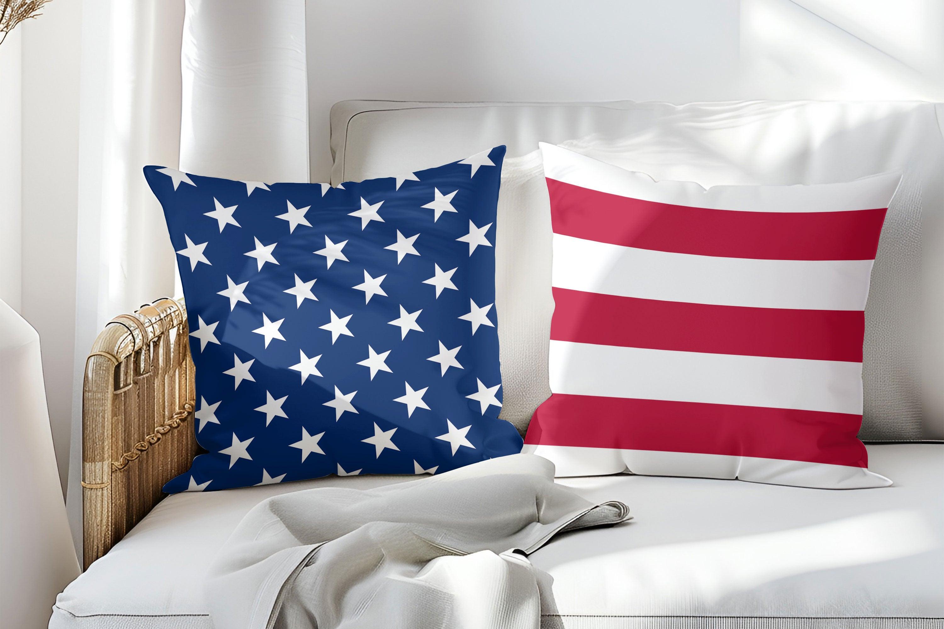 American Flag Stars and Stripes Patriotic Indoor-Outdoor Pillow - Mallard Moon Gift Shop