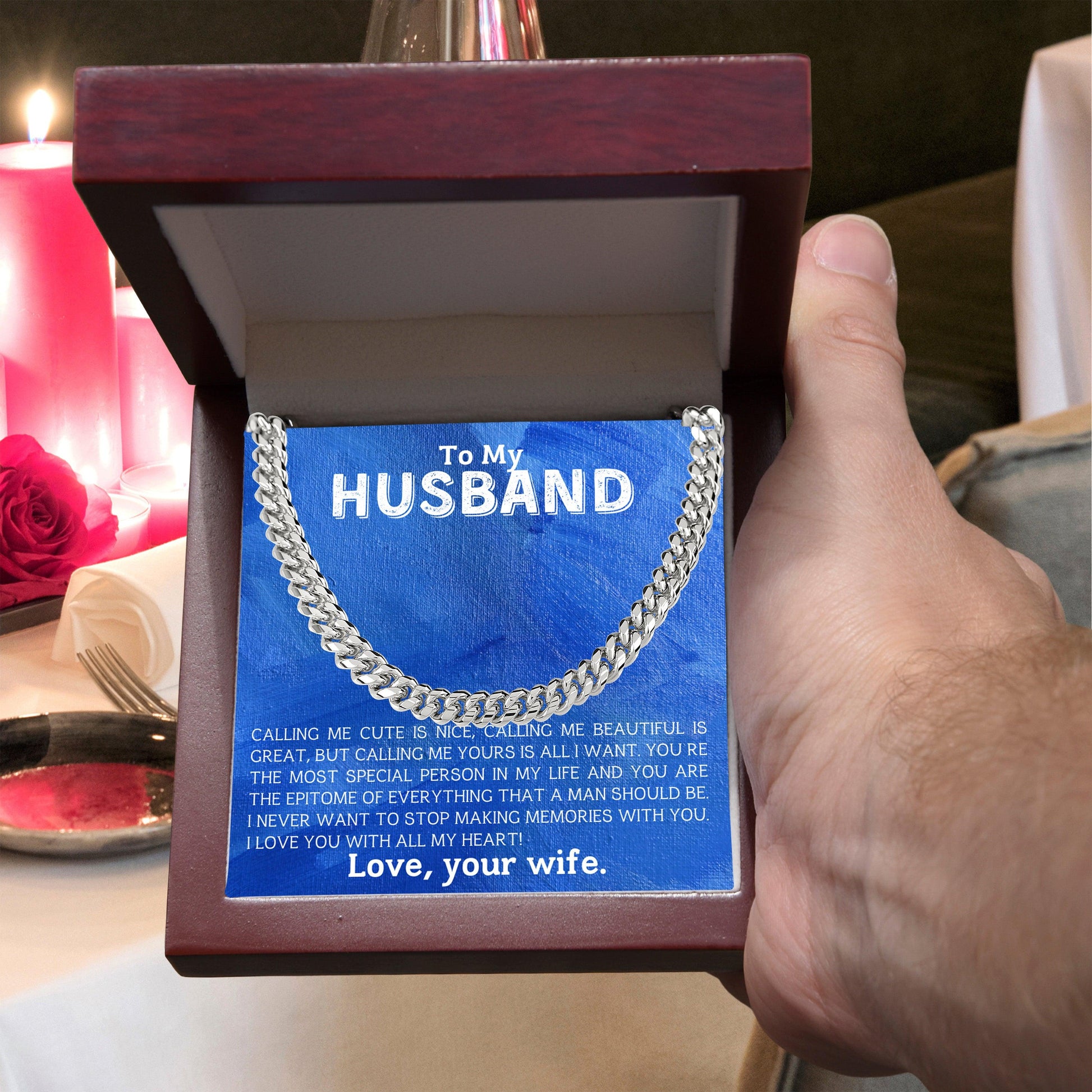 To My Husband - Making Memories - Cuban Link Chain Necklace - Mallard Moon Gift Shop
