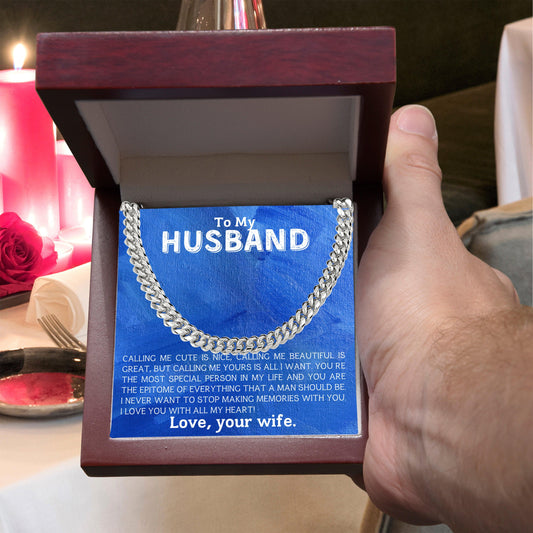 To My Husband - Making Memories - Cuban Link Chain Necklace - Mallard Moon Gift Shop