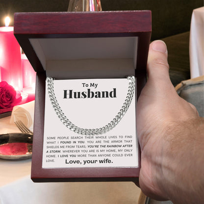 To My Husband - My Armor - Cuban Link Chain Necklace - Mallard Moon Gift Shop