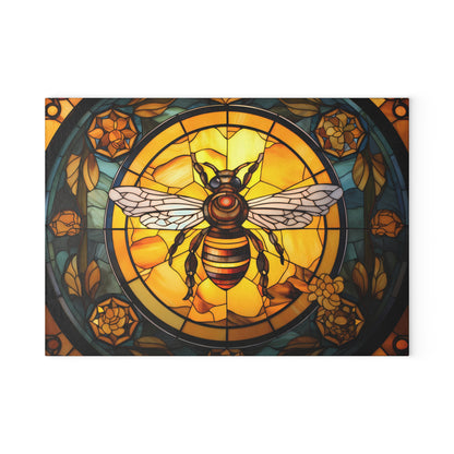 Bee Stained Glass Glass Cutting Board — Decorative Floral Kitchen Board