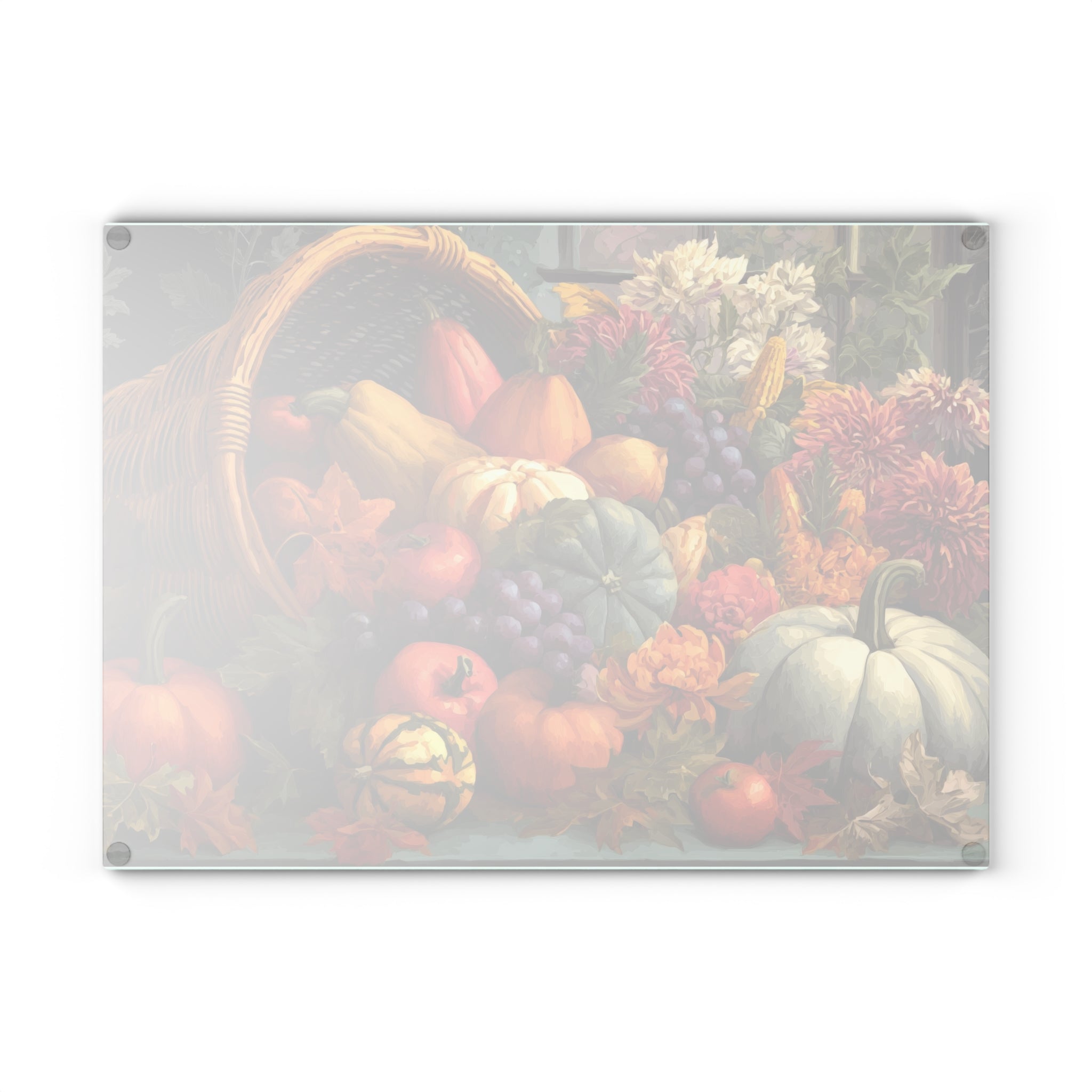 Glass Cutting Board - Fall Cornucopia Harvest Kitchen Decor