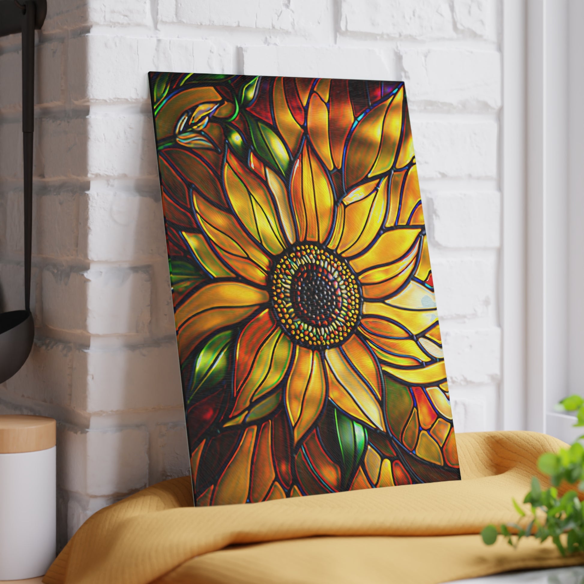 Vibrant Sunflower Glass Cutting Board, Kitchen Decor, Gift for Home Chefs, Unique Kitchen Accessories, Summer Gathering Decoration - Mallard Moon