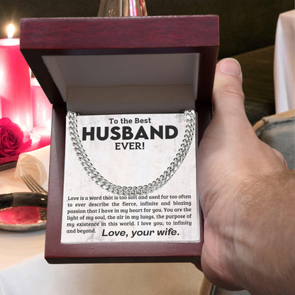 To My Husband -Love You to Infinity and Beyond - Cuban Link Chain Necklace - Mallard Moon Gift Shop