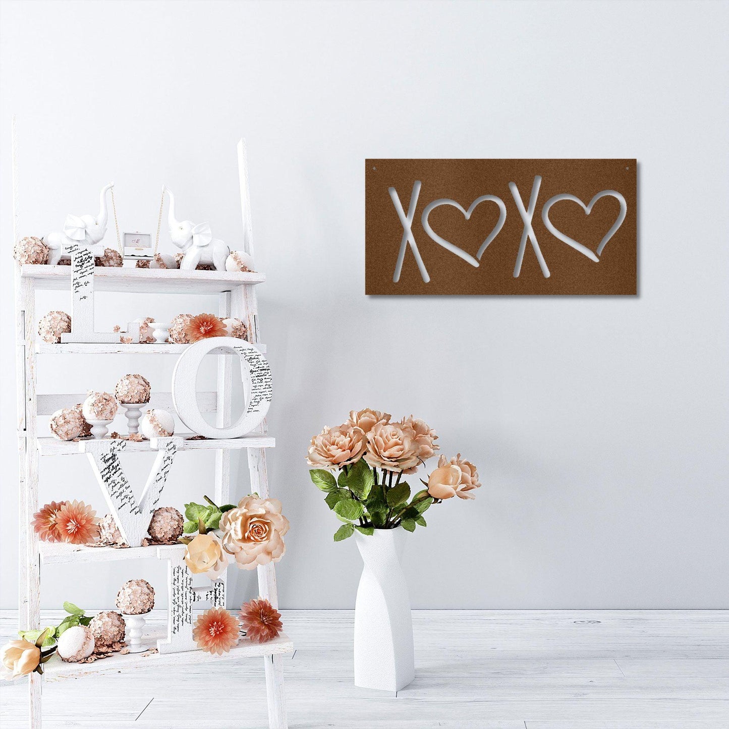 XOXO Hugs and Kisses Indoor Outdoor Steel Wall Sign - Mallard Moon Gift Shop