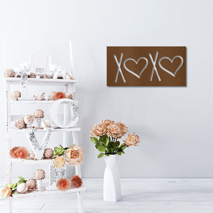XOXO Hugs and Kisses Indoor Outdoor Steel Wall Sign - Mallard Moon Gift Shop