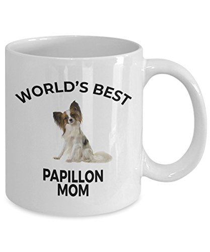 Spring Pet Products Papillon Dog Lover Gift World's Best Mom Birthday Mother's Day Present White Ceramic Coffee Mug - Mallard Moon Gift Shop