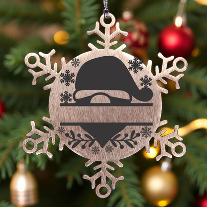 Personalized Santa Claus Family Name Laser Engraved Stainless Steel Snowflake Tree Ornament - Mallard Moon