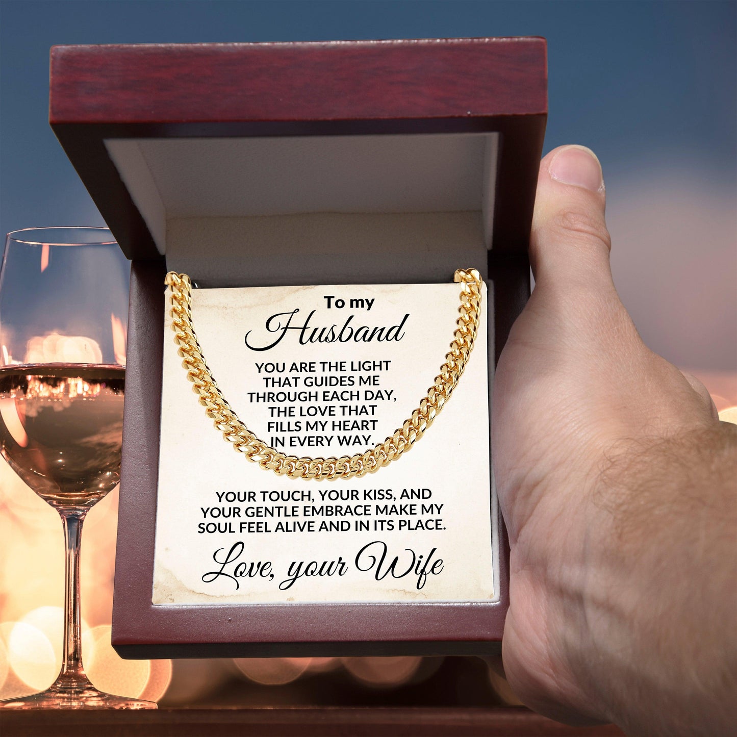 To My Husband - The Love That Fills My Heart - Cuban Link Necklace - Mallard Moon Gift Shop