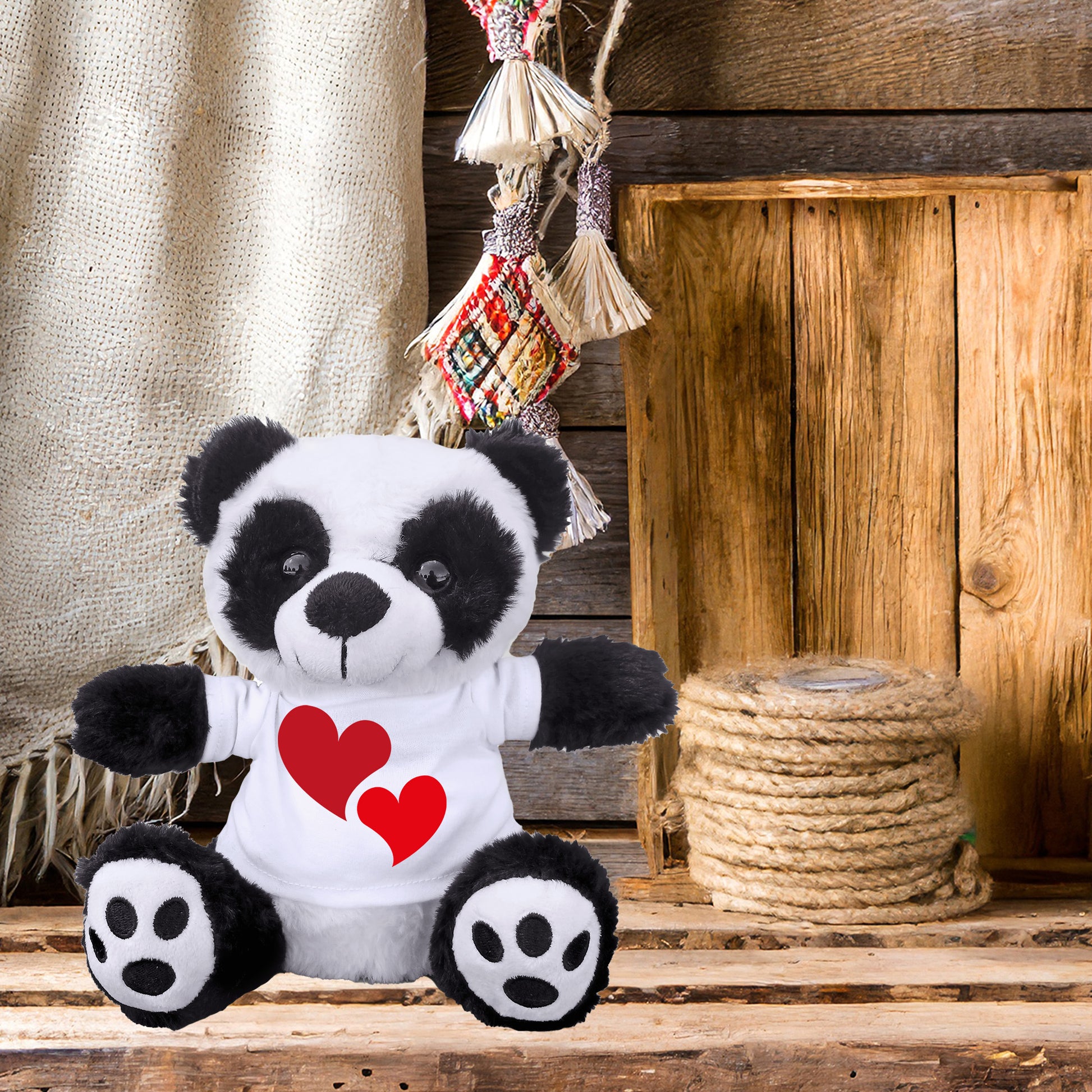 Hearts of Love - Plush Lamb, Panda, or Teddy Bear with Tee Shirt Romantic Gift for Sweetheart - Mallard Moon Gift Shop