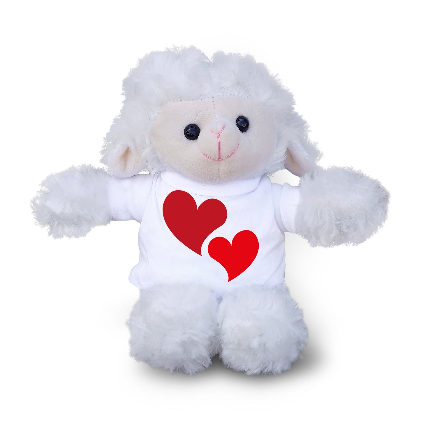 Hearts of Love - Plush Lamb, Panda, or Teddy Bear with Tee Shirt Romantic Gift for Sweetheart - Mallard Moon Gift Shop