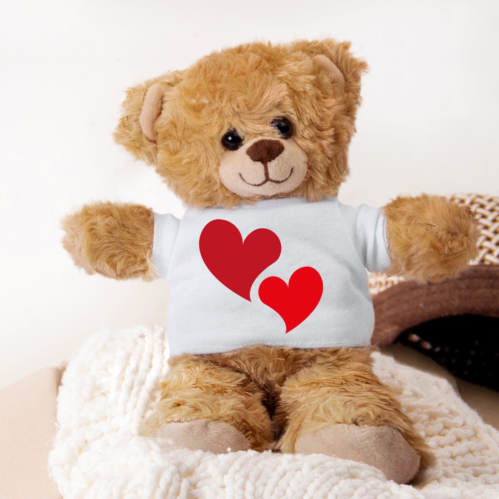 Hearts of Love - Plush Lamb, Panda, or Teddy Bear with Tee Shirt Romantic Gift for Sweetheart - Mallard Moon Gift Shop