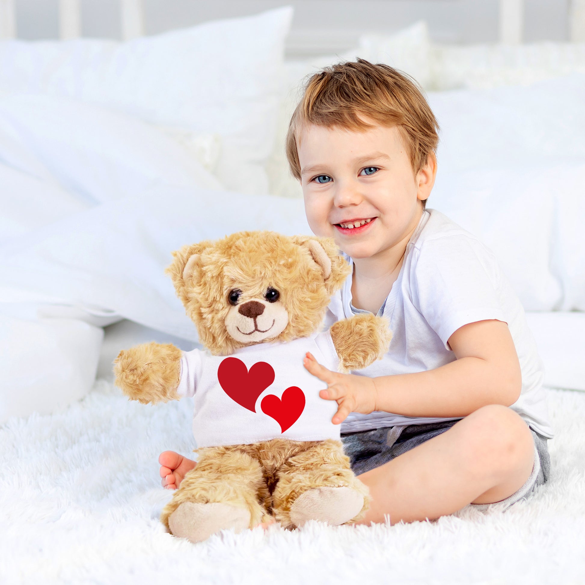 Hearts of Love - Plush Lamb, Panda, or Teddy Bear with Tee Shirt Romantic Gift for Sweetheart - Mallard Moon Gift Shop