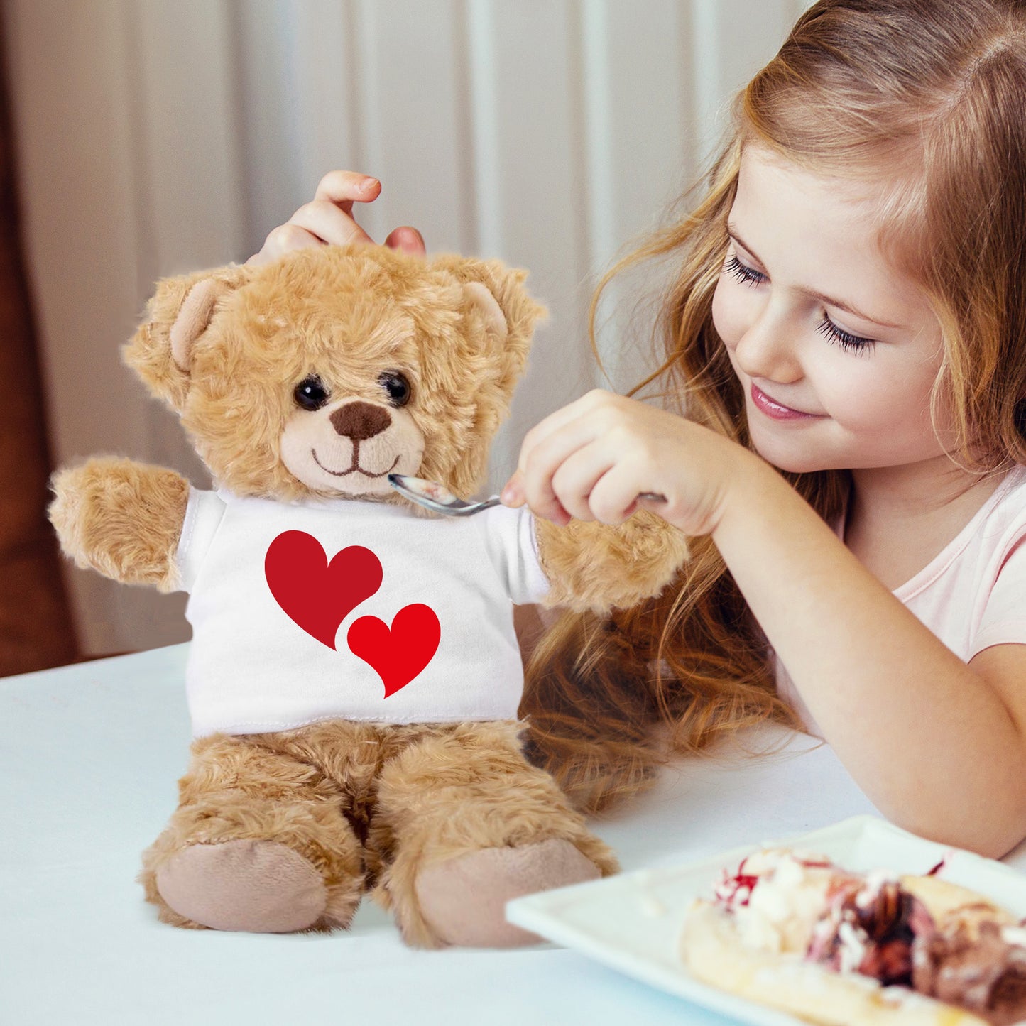 Hearts of Love - Plush Lamb, Panda, or Teddy Bear with Tee Shirt Romantic Gift for Sweetheart - Mallard Moon Gift Shop