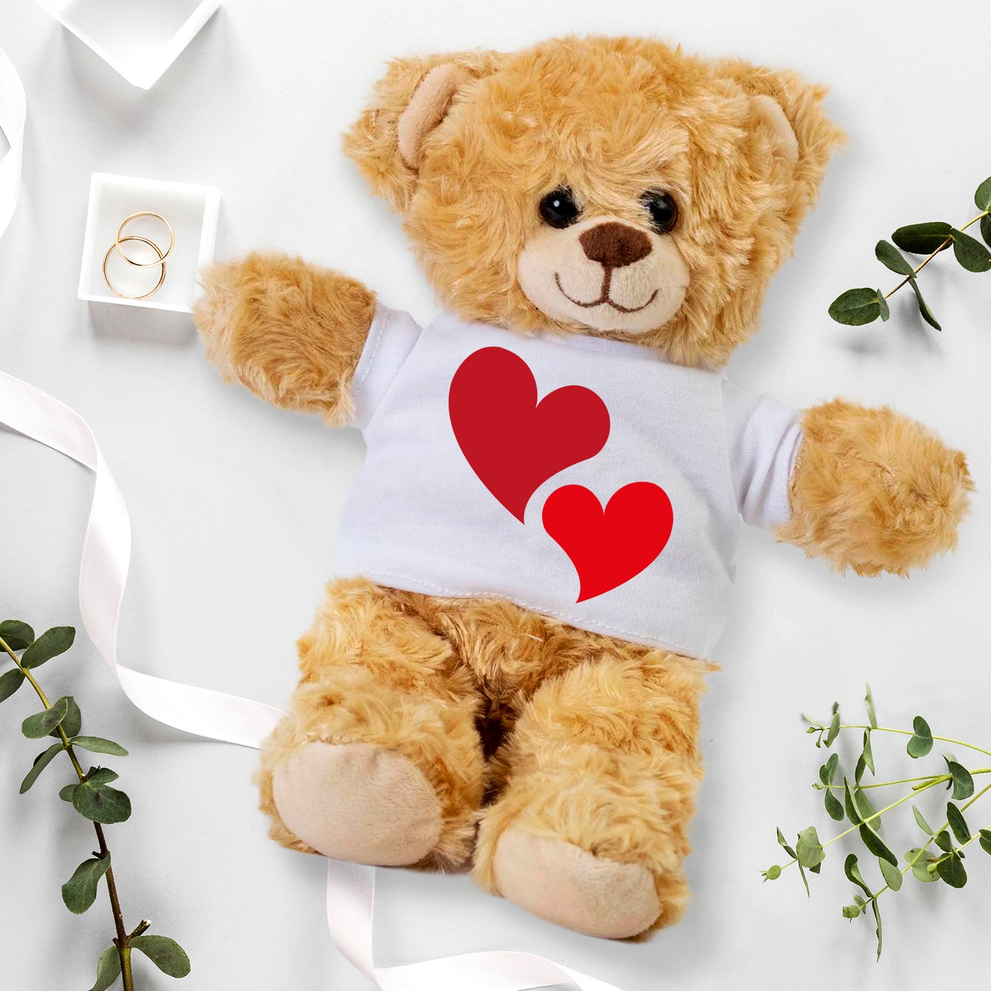 Hearts of Love - Plush Lamb, Panda, or Teddy Bear with Tee Shirt Romantic Gift for Sweetheart - Mallard Moon Gift Shop