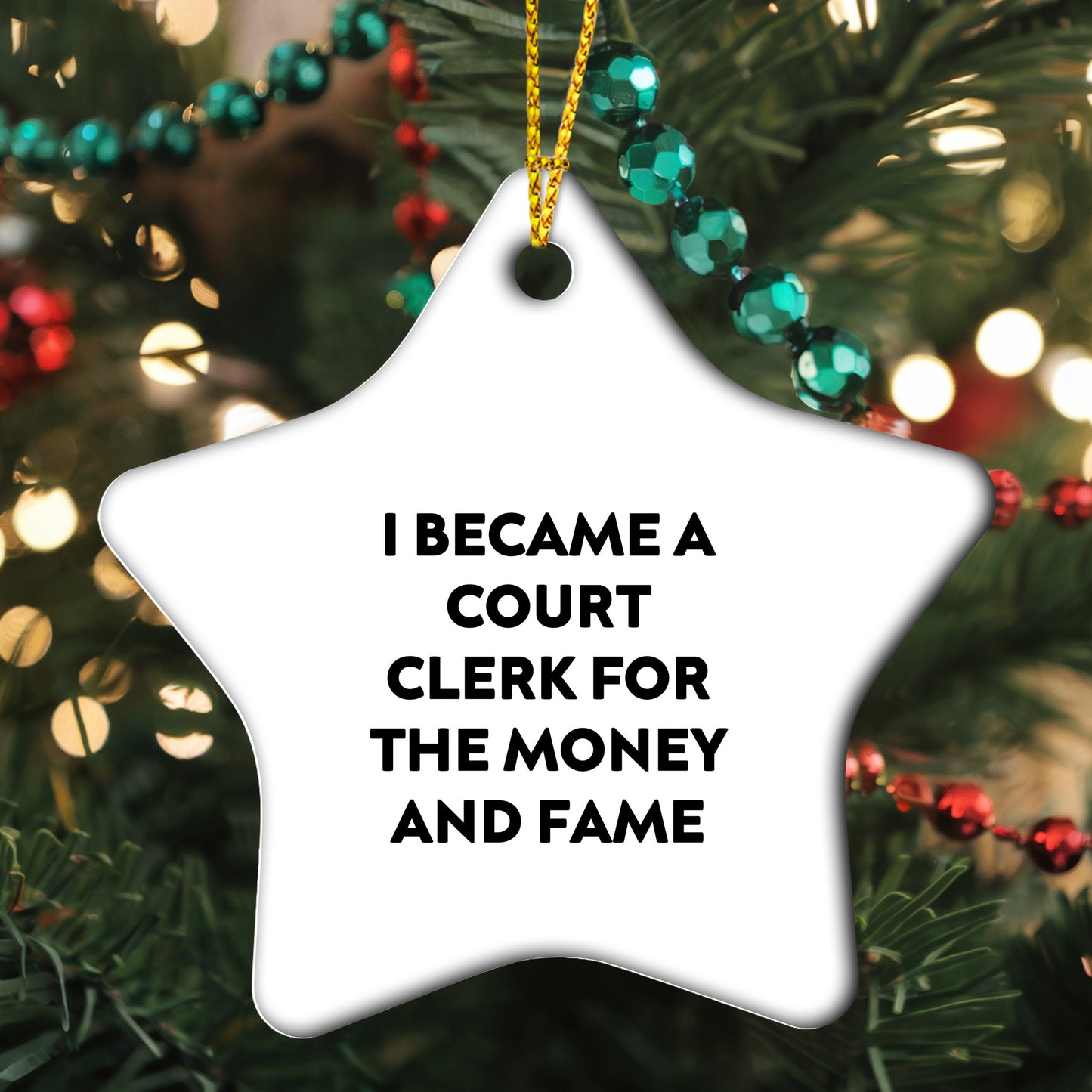 Court Clerk Star Ornament Funny Gifts from Friends for Court Clerk Christmas Unique Gifts