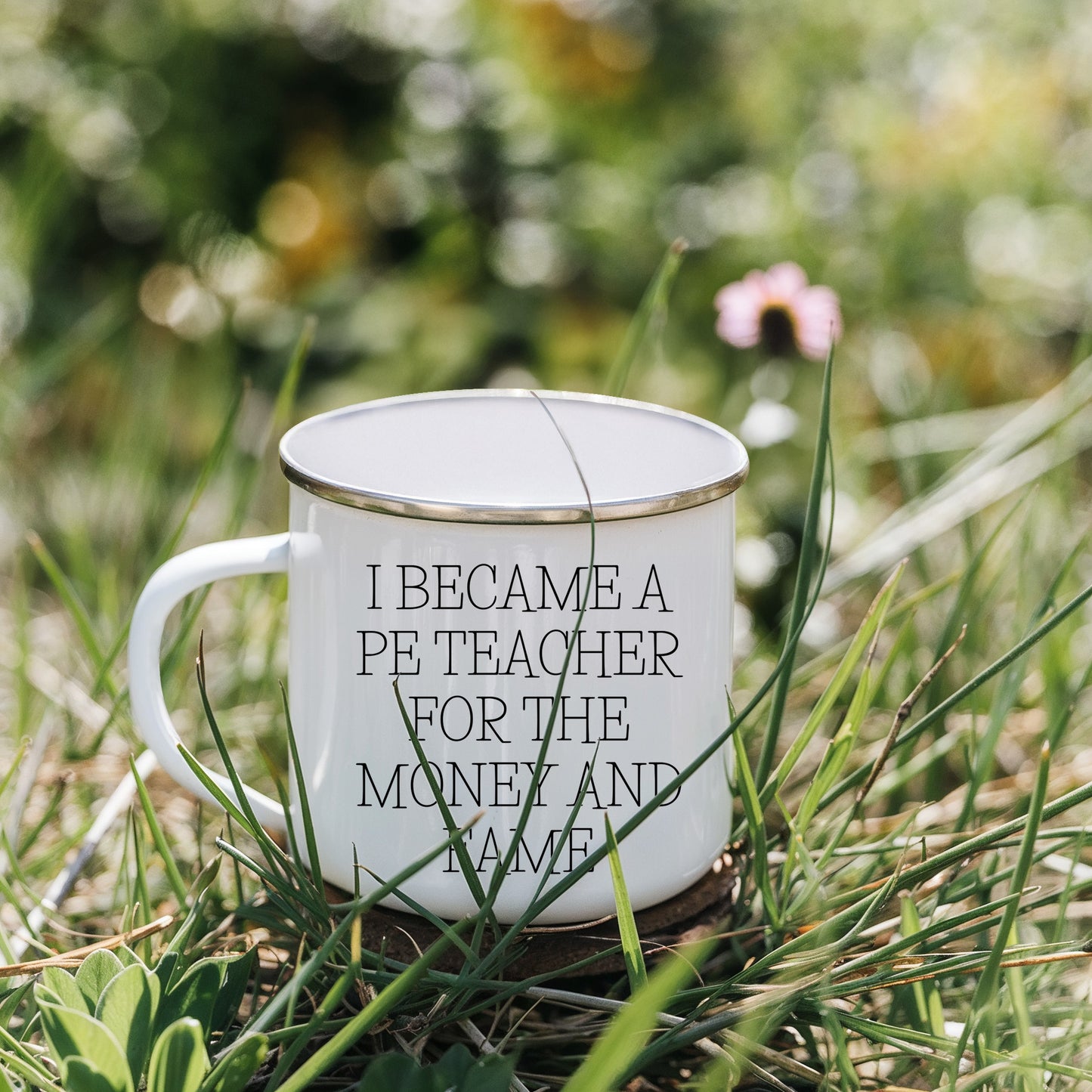 Funny PE Teacher Gifts for Men - Camping Mug - I Became A Pe Teacher For The Money And Fame - Unique Christmas Unique Gifts from Friends for Him