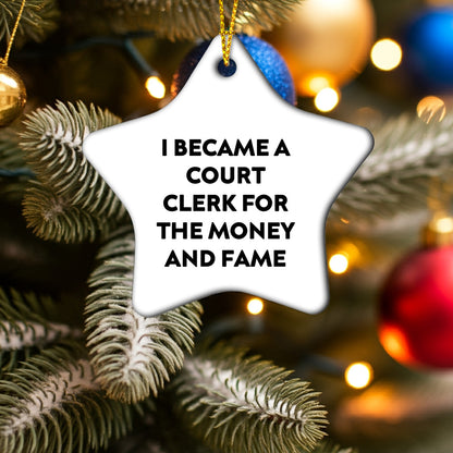 Court Clerk Star Ornament Funny Gifts from Friends for Court Clerk Christmas Unique Gifts