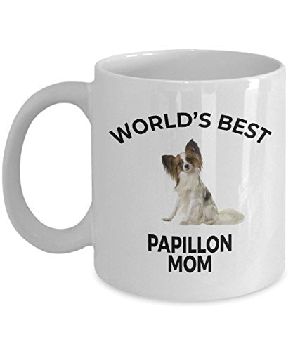 Spring Pet Products Papillon Dog Lover Gift World's Best Mom Birthday Mother's Day Present White Ceramic Coffee Mug - Mallard Moon Gift Shop
