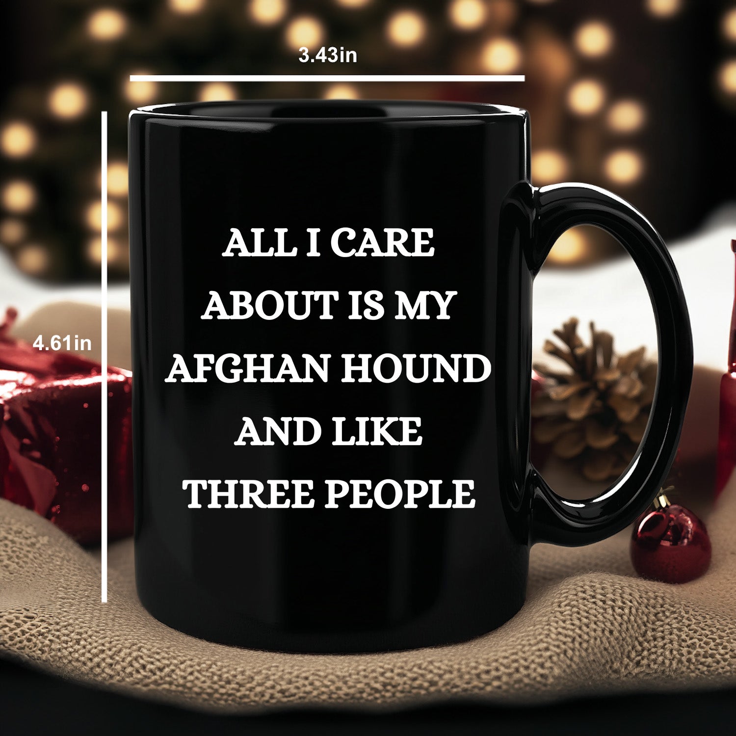 Afghan Hound Dog Lover Birthday, Christmas Gifts Black Ceramic Coffee Mug  - All I Care About Is My Afghan Hound and Like Three People - Mallard Moon Gift Shop