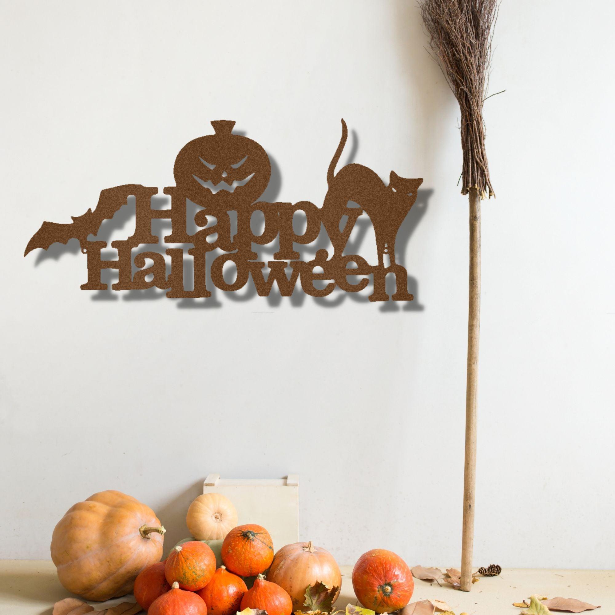 Happy Halloween Indoor Outdoor Steel Wall Sign - Mallard Moon Gift Shop
