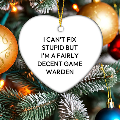 Funny Game Warden Heart Ornament Gifts from Men to Game Wardens for Christmas Unique Presents