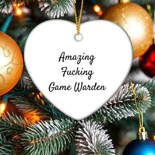 Funny Game Warden Heart Ornament with Amazing Quote, Ideal Christmas Unique Gifts for Game Warden Lovers