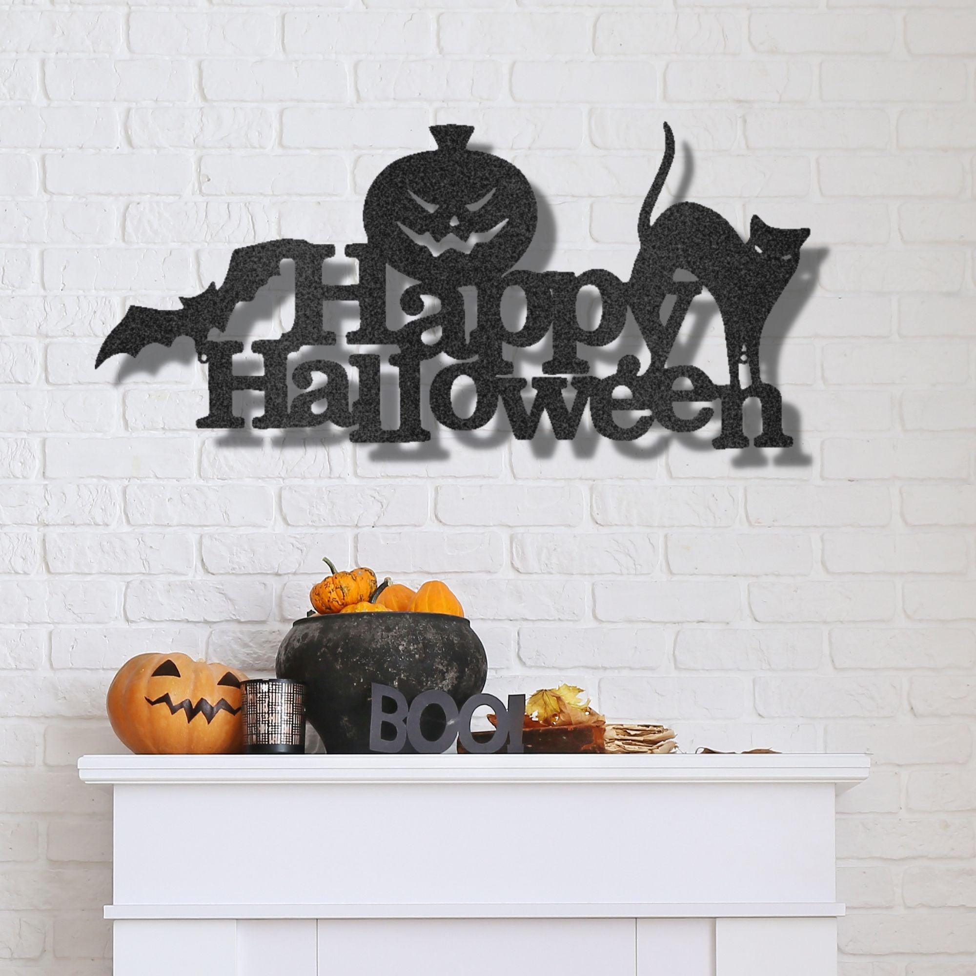 Happy Halloween Indoor Outdoor Steel Wall Sign - Mallard Moon Gift Shop