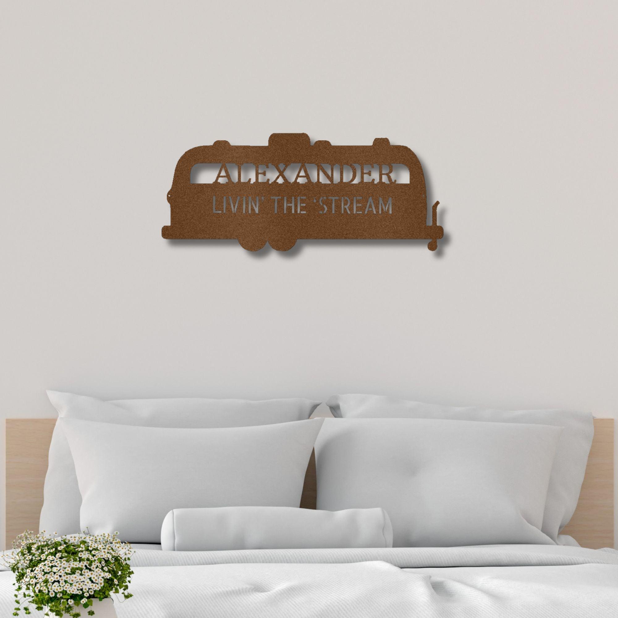 Airstream RV Custom Text Monogram Wall Sign Metal Art - Mallard Moon Gift Shop