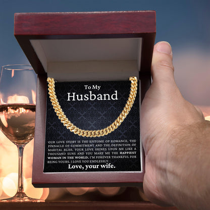To My Husband - Love You Endlessly - Cuban Link Chain Necklace - Mallard Moon Gift Shop