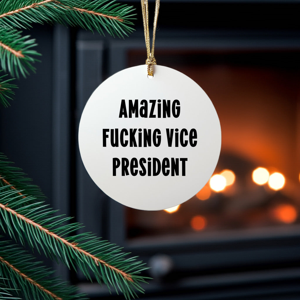 Funny Vice President Gifts for Men - Circle Ornament with Amazing F--king Vice President Quote, Christmas Unique Gifts from Friends or Family