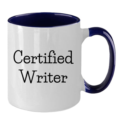 Funny Certified Writer Gifts from Family to Writers for Graduation Unique Two Tone Coffee Mugs - Mallard Moon Gift Shop