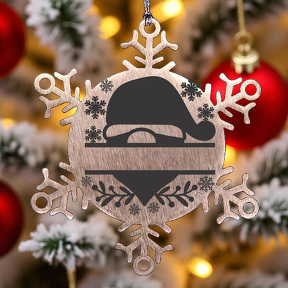 Personalized Santa Claus Family Name Laser Engraved Stainless Steel Snowflake Tree Ornament - Mallard Moon