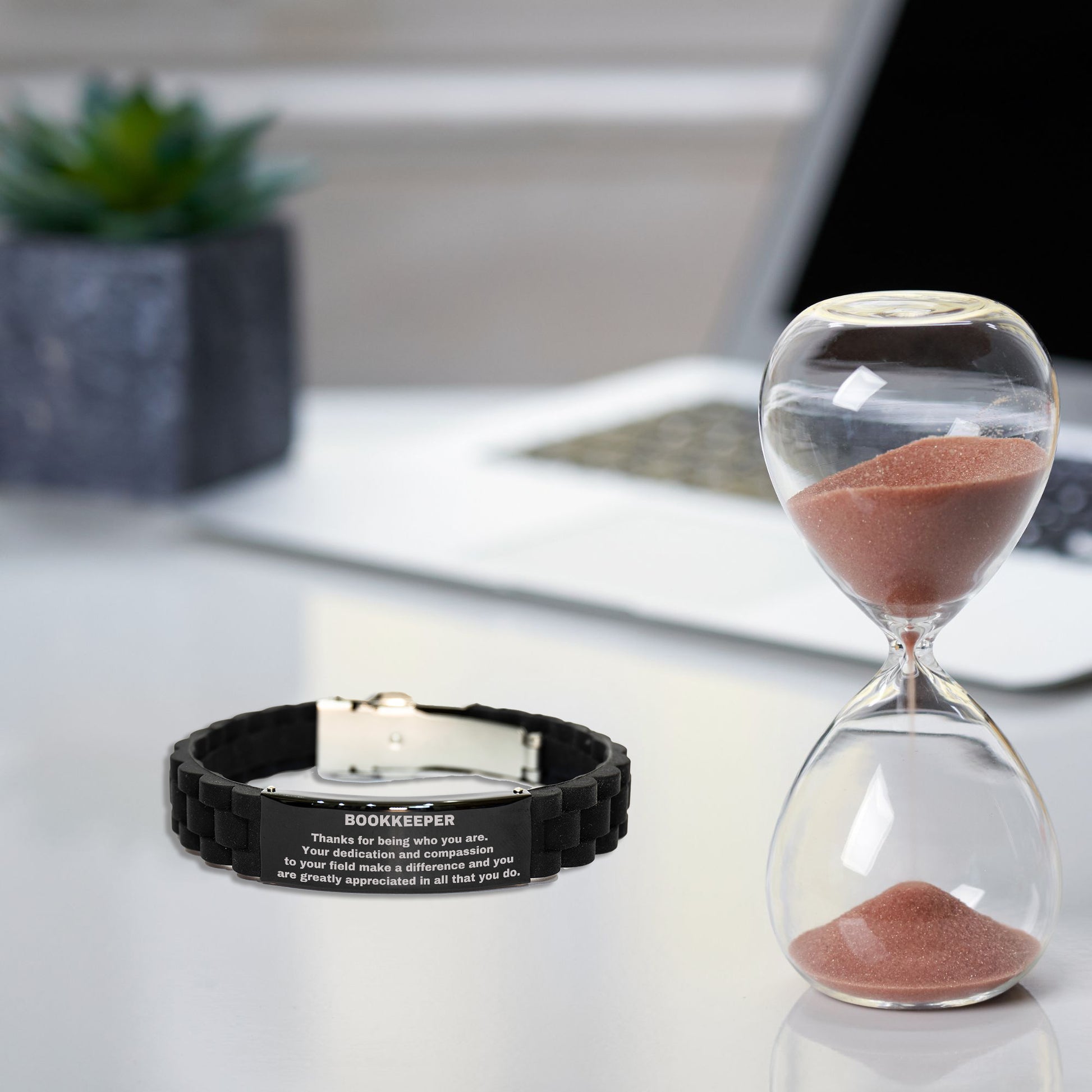 Bookbinder Glidelock Bracelet – Engraved Black Stainless Steel and Silicone Wristband Gift for Bookbinders – Appreciation Gift for Him or Her - Mallard Moon Gift Shop