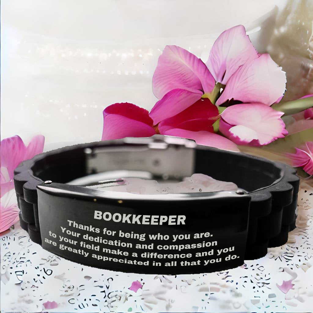 Bookbinder Glidelock Bracelet – Engraved Black Stainless Steel and Silicone Wristband Gift for Bookbinders – Appreciation Gift for Him or Her - Mallard Moon Gift Shop