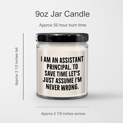 Assistant Principal Humor 9oz Vanilla Soy Candle Gifts from Friends to Assistant Principal Birthday Unique Ideas - Mallard Moon Gift Shop