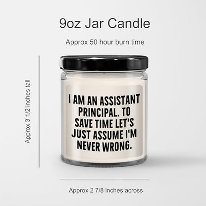 Assistant Principal Humor 9oz Vanilla Soy Candle Gifts from Friends to Assistant Principal Birthday Unique Ideas - Mallard Moon Gift Shop
