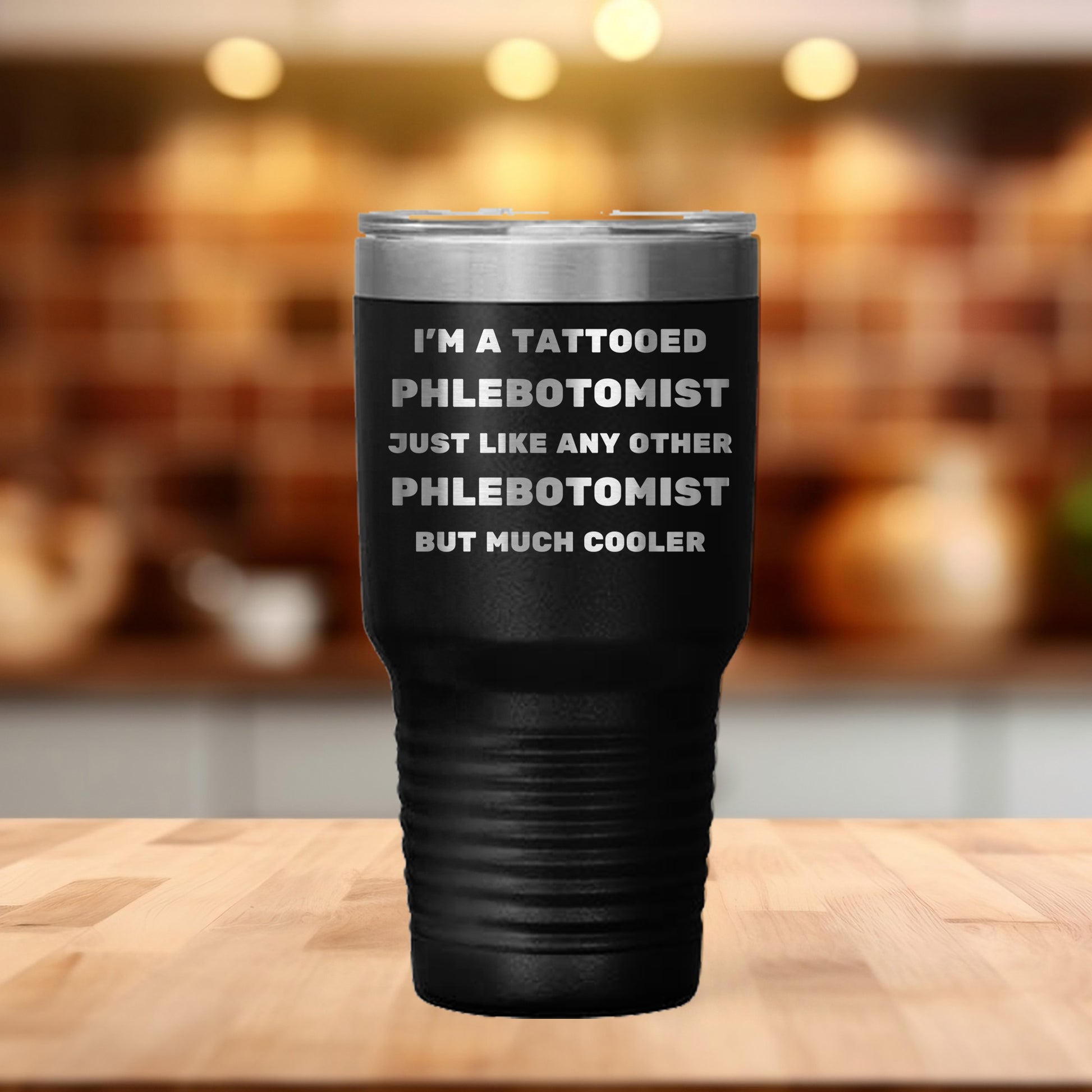 Tattooed Phlebotomist – Stainless Steel Polar Tumbler 30 oz for Inked Lab Techs & Healthcare Pros - Mallard Moon Gift Shop