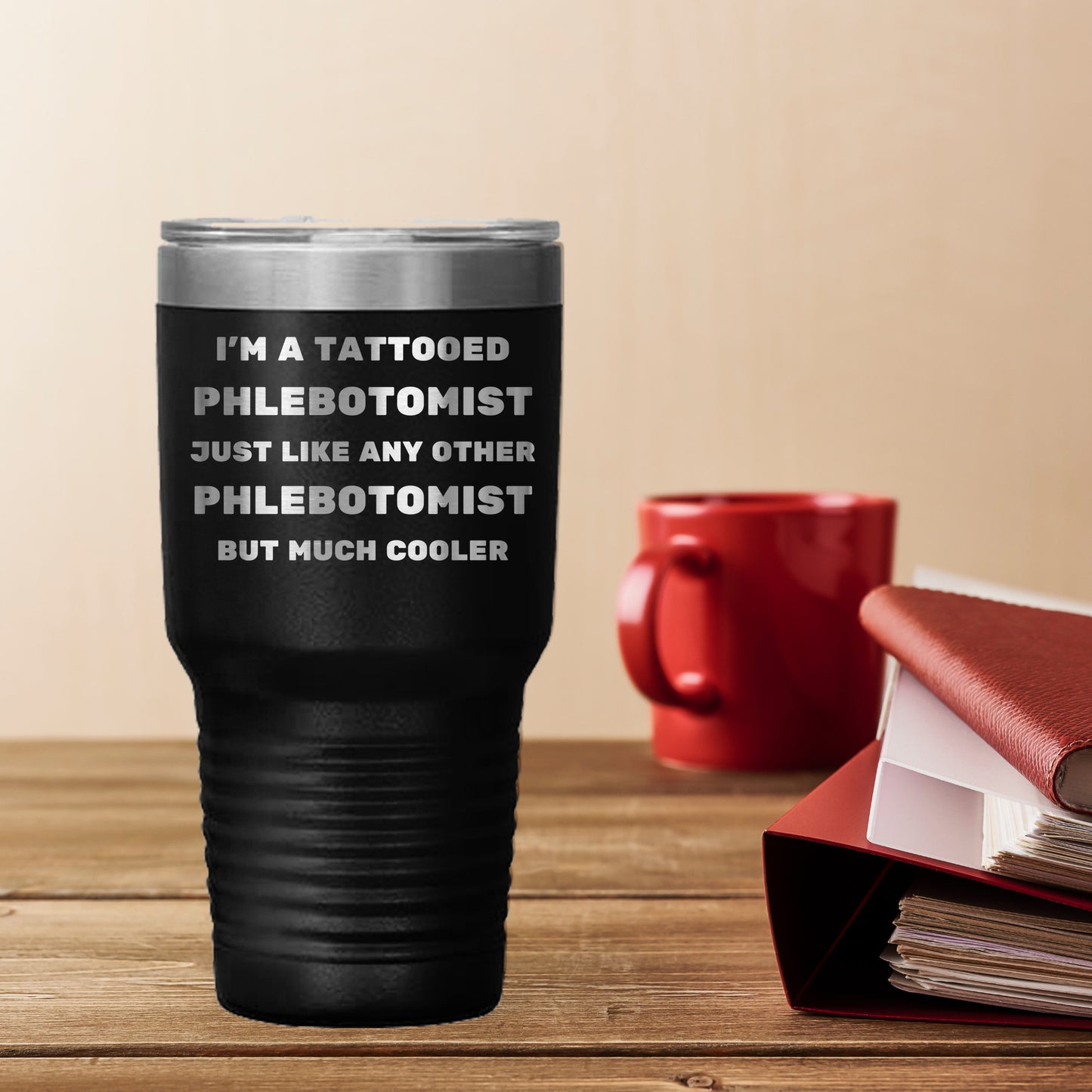 Tattooed Phlebotomist – Stainless Steel Polar Tumbler 30 oz for Inked Lab Techs & Healthcare Pros - Mallard Moon Gift Shop