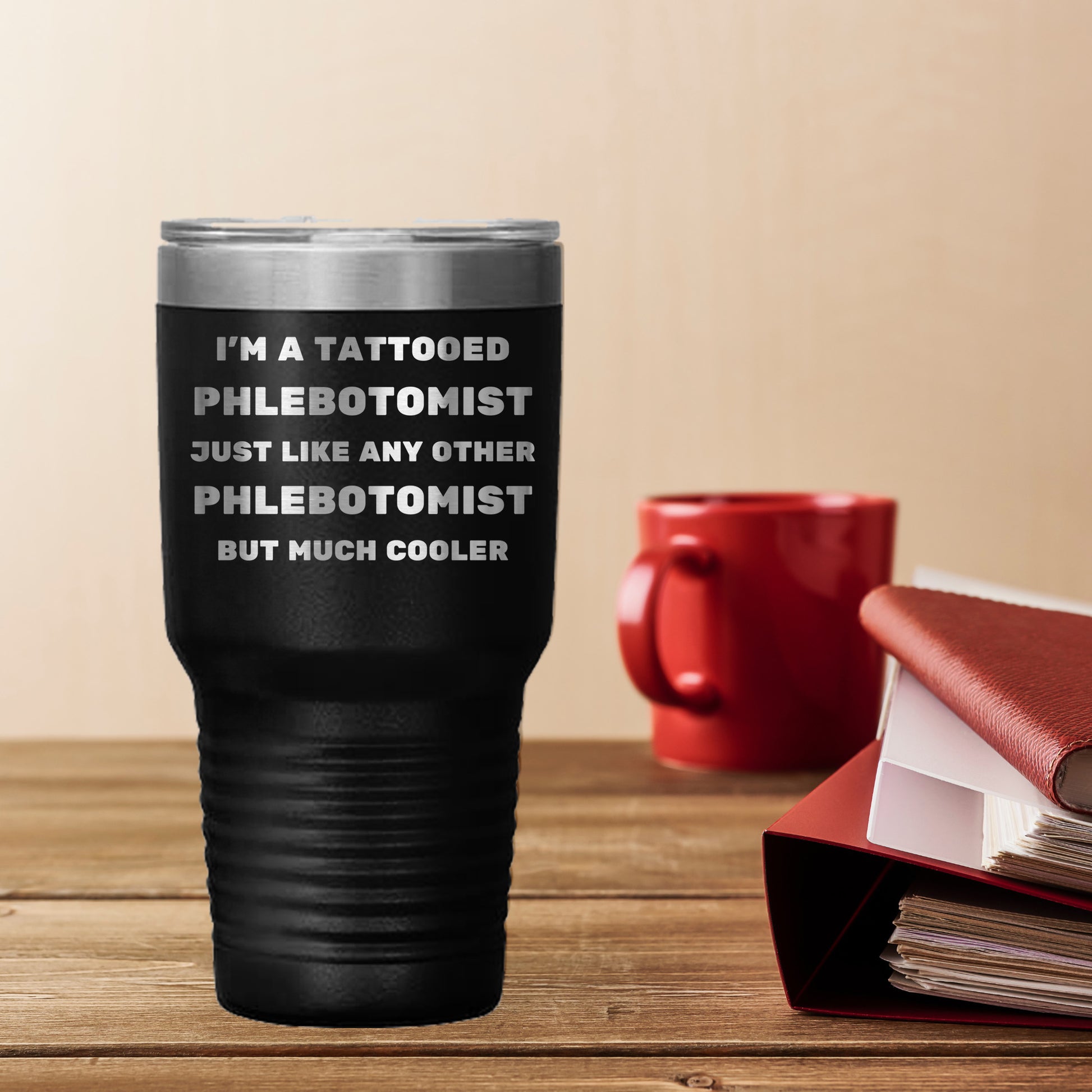 Tattooed Phlebotomist – Stainless Steel Polar Tumbler 30 oz for Inked Lab Techs & Healthcare Pros - Mallard Moon Gift Shop