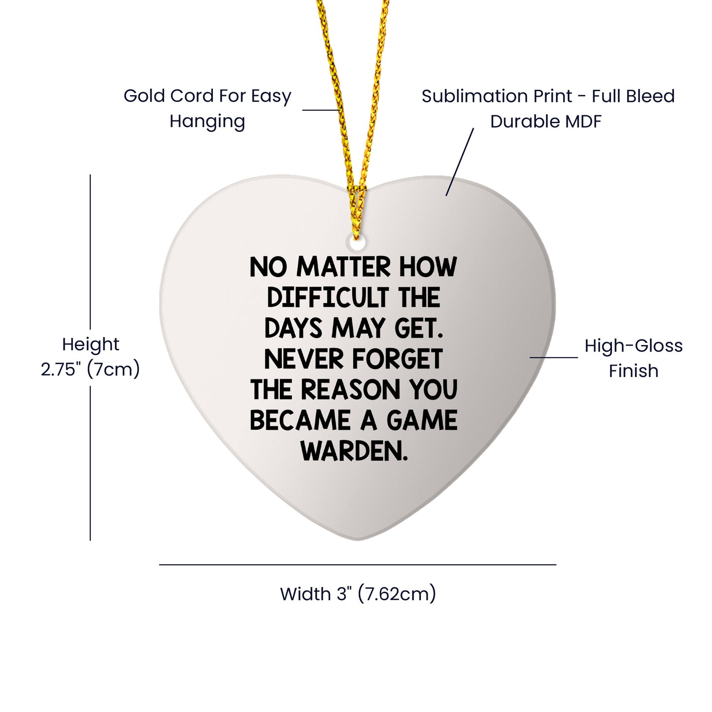 Funny Game Warden Gifts from Friends, Christmas Unique Gifts for Game Wardens, Heart Ornament with Inspirational Quote