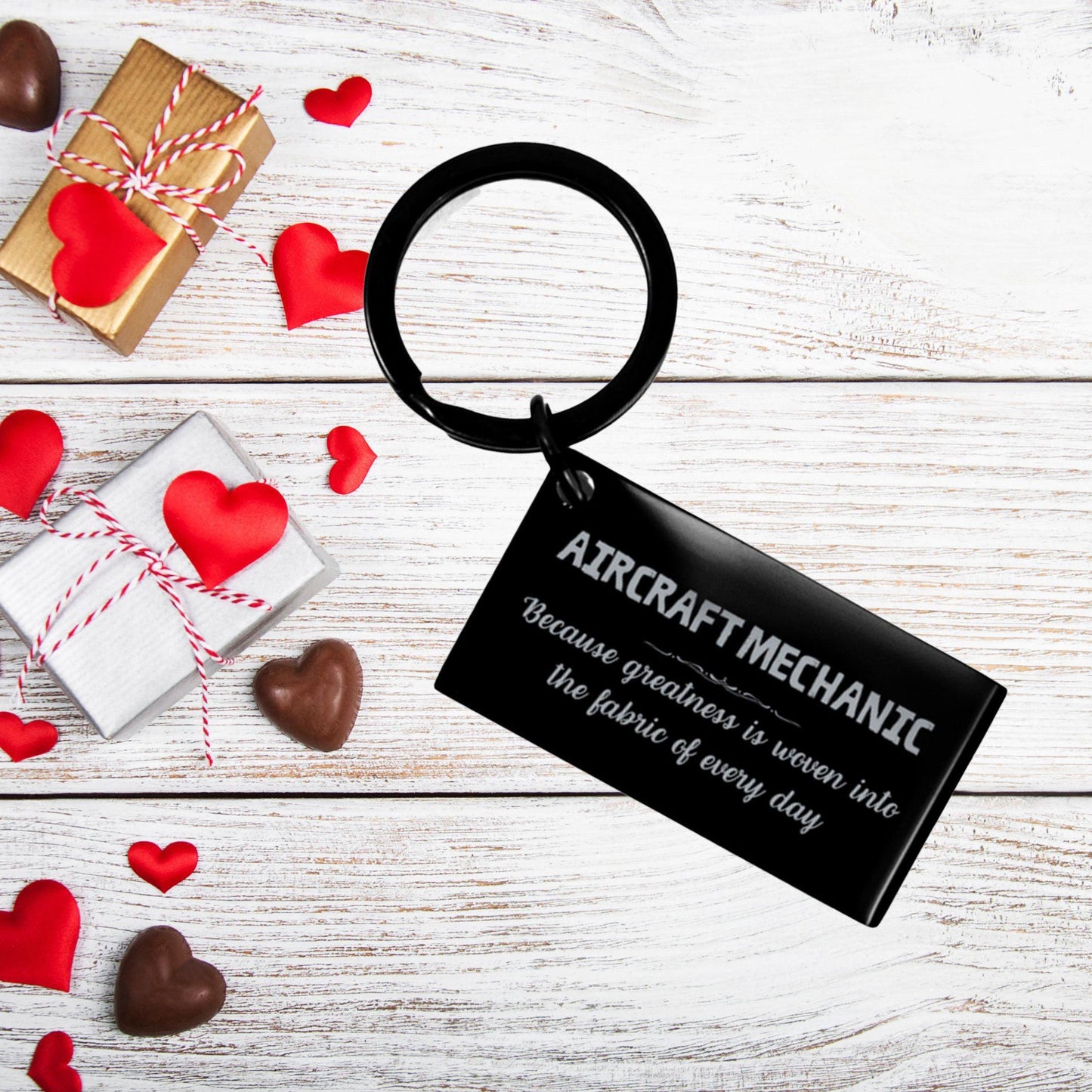 Sarcastic Aircraft Mechanic Keychain Gifts, Christmas Holiday Gifts for Aircraft Mechanic Birthday, Aircraft Mechanic: Because greatness is woven into the fabric of every day, Coworkers, Friends - Mallard Moon Gift Shop