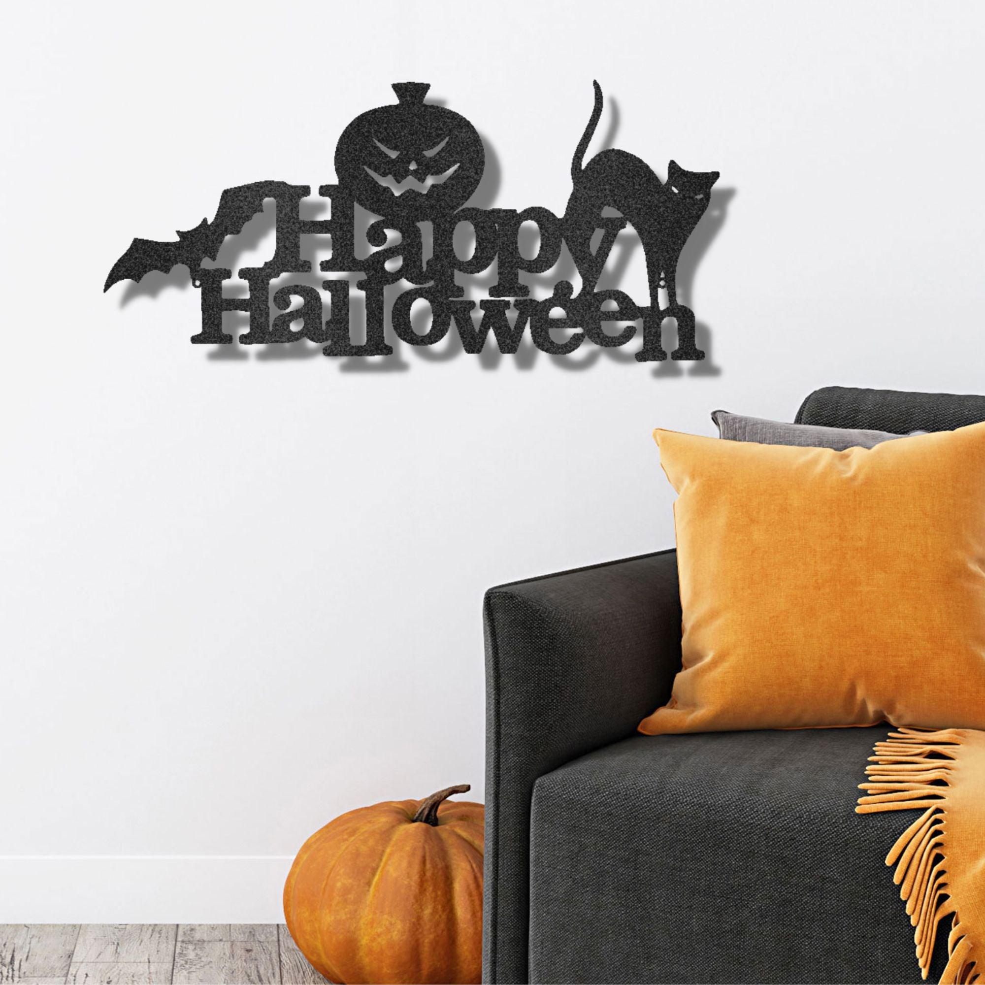Happy Halloween Indoor Outdoor Steel Wall Sign - Mallard Moon Gift Shop